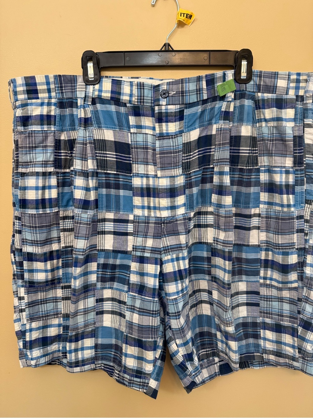 Jos. A. Bank Blue Plaid Patchwork Flat Front Shorts